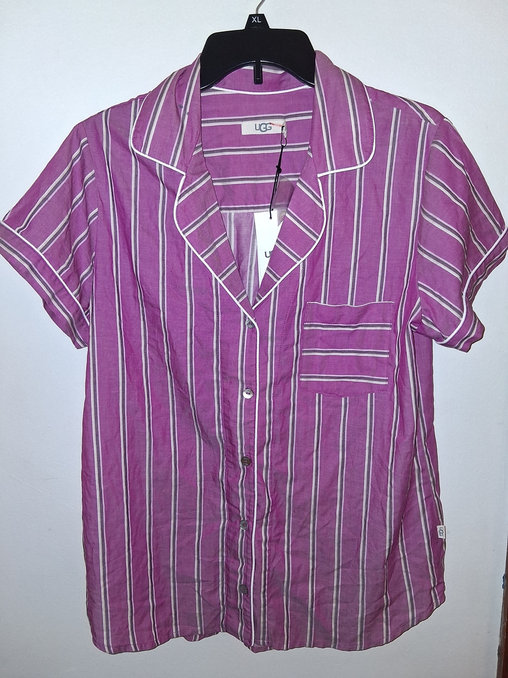 UGG Womens Pink Stripe Button-Up Shirt